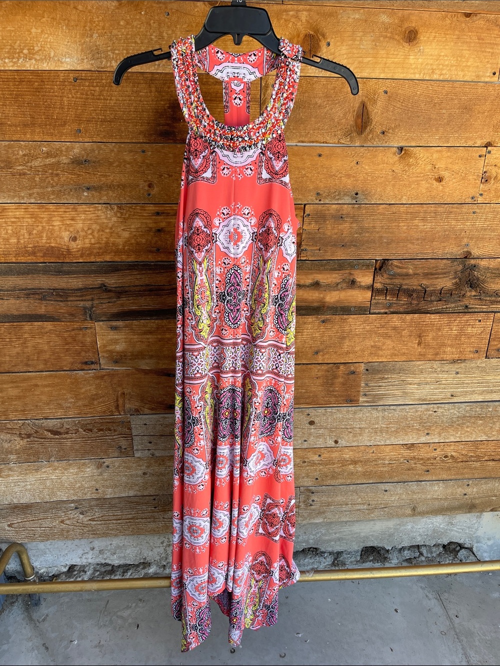 INC International Concepts Coral Paisley Maxi Dress with Multicolor Accents